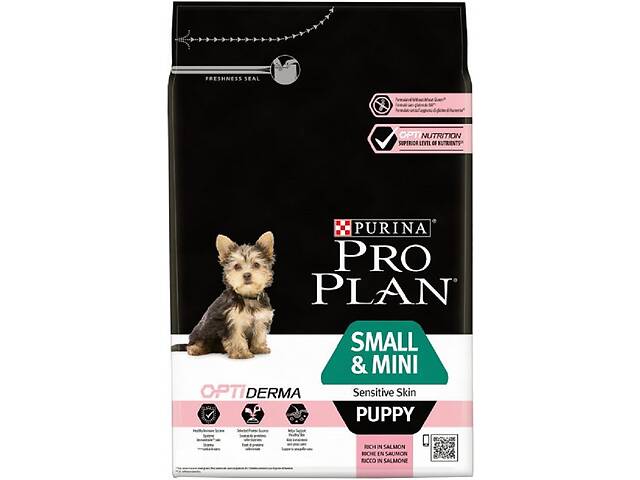 Сухой корм для собак Purina Pro Plan Small & Mini Puppy Sensitive Skin с лососем 3 кг (7613035123809)
