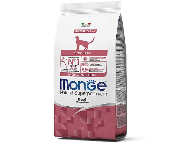 Сухой корм для стерилизованных кошек Monge Cat Monoprotein Sterilised с говядиной 1,5 кг