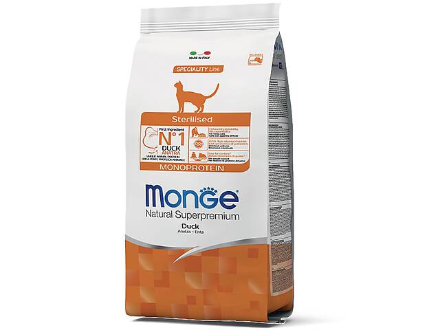 Сухой корм для стерилизованных кошек Monge Cat Monoprotein Sterilised с уткой 1,5 кг