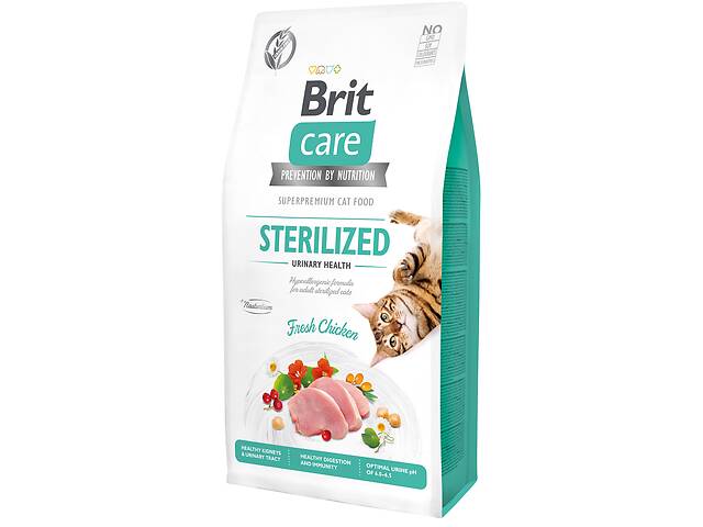 Сухой корм для стерилизованных котов Brit Care Cat GF Sterilized Urinary Health с курицей 7 кг (8595602540723)