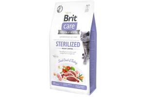 Сухой корм для стерилизованных котов и котов с избыточным весом Brit Care Cat GF Sterilized Weight Control с уткой и...