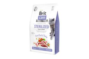 Сухой корм для стерилизованных котов и котов с избыточным весом Brit Care Cat GF Sterilized Weight Control с уткой и...