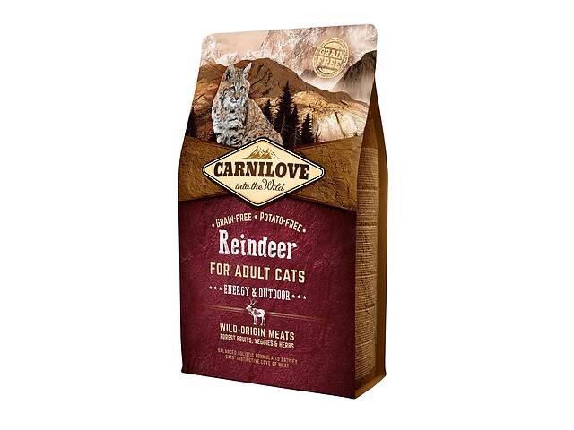 Сухой корм для взрослых активных кошек Carnilove Raindeer Energy & Outdoor 2 кг (8595602512256)