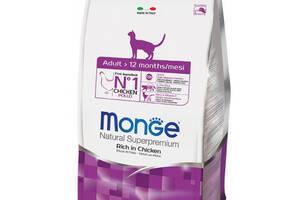 Сухой корм для взрослых кошек Monge Cat Adult с курицей и рисом 1,5 кг