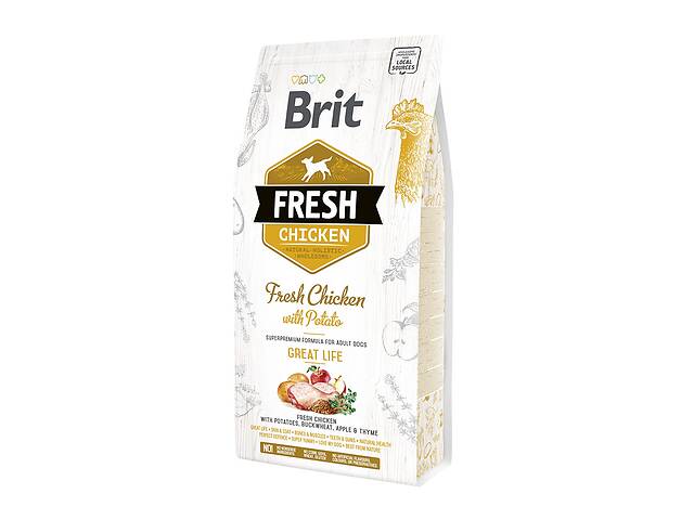 Сухой корм для взрослых собак Brit Fresh Great Life с курицей и картофелем 2.5 кг (8595602530748)