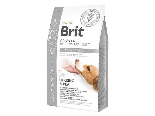 Сухой корм для взрослых собак Brit VetDiets для суставов с селедкой лососем горохом и гречихой 2 кг (8595602528257)