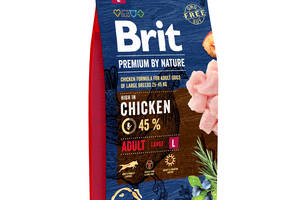 Сухой корм для взрослых собак крупных пород Brit Premium Adult L со вкусом курицы 8 кг (8595602526451)