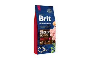 Сухой корм для взрослых собак крупных пород Brit Premium Adult L со вкусом курицы 15 кг (8595602526468)