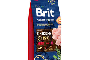 Сухой корм для взрослых собак крупных пород Brit Premium Adult L со вкусом курицы 15 кг (8595602526468)