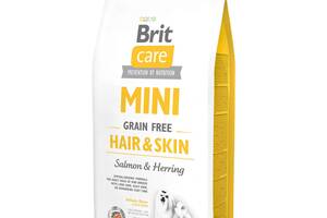 Сухой корм для взрослых собак миниатюрных пород Brit Care Mini Grain Free Hair & Skin 7 кг (8595602520244)