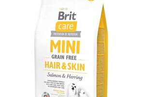 Сухой корм для взрослых собак миниатюрных пород Brit Care Mini Grain Free Hair & Skin 2 кг (8595602522613/8595602520220)