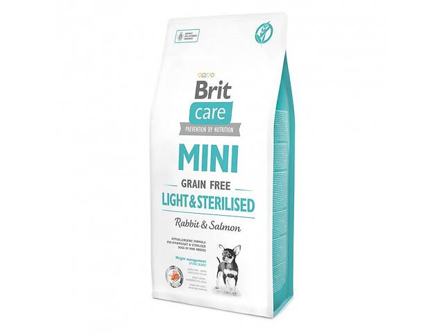 Сухой корм для взрослых собак миниатюрных пород с избыточным весом или стерилизованных Brit Care GF Mini Light Steri...