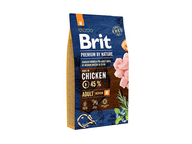 Сухой корм для взрослых собак средних пород Brit Premium Adult M со вкусом курицы 8 кг (8595602526369)