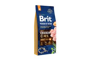 Сухой корм для взрослых собак средних пород Brit Premium Adult M со вкусом курицы 15 кг (8595602526376)