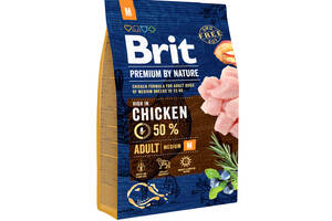 Сухой корм для взрослых собак средних пород Brit Premium Adult M со вкусом курицы 3 кг (8595602526352)