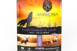 Сухой корм для взрослых собак всех пород со свежей олениной и ягненком Ambrosia Grain free dog adult Venison and Lamb...