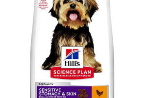 Сухой корм при чувствительном желудке и коже для взрослых малых и миниатюрных собак Hill’s Science Plan Adult Sensiti...