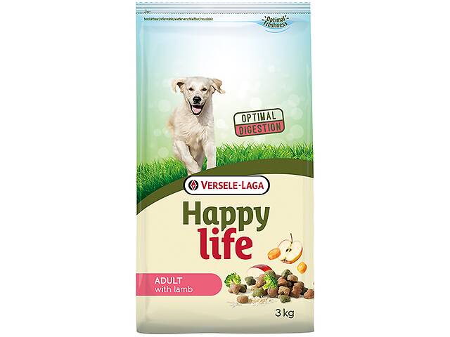 Сухой премиум корм для собак средних и крупных пород Happy Life Adult with Lamb 3 кг (5410340311004)