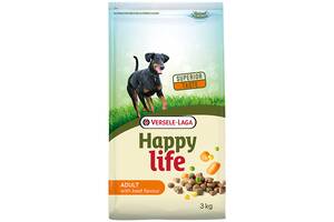 Сухой премиум корм для собак всех пород Happy Life Adult with Beef flavouring 3 кг (5410340311035)