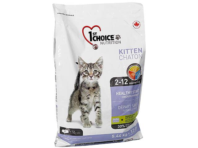 Сухой супер премиум корм для котят 1st Choice Kitten Healthy Start курица 5.44 кг (65672290050)