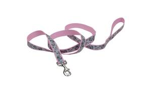 Светоотражающий поводок для собак Coastal Lazer Brite Reflective Leash 2.5 см х 1.8 м сердечки Розовый (76484966026)