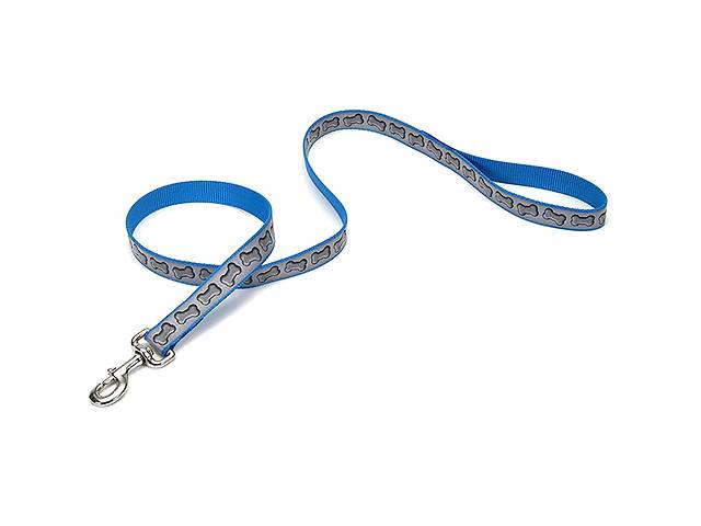 Светоотражающий поводок для собак Coastal Lazer Brite Reflective Leash 1.6 х 120 см бирюзовый с косточками (76484464645)