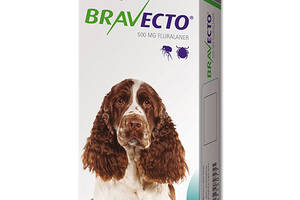 Таблетка от блох и клещей для собак и щенков Bravecto 10-20 кг 500 мг (8713184146526)