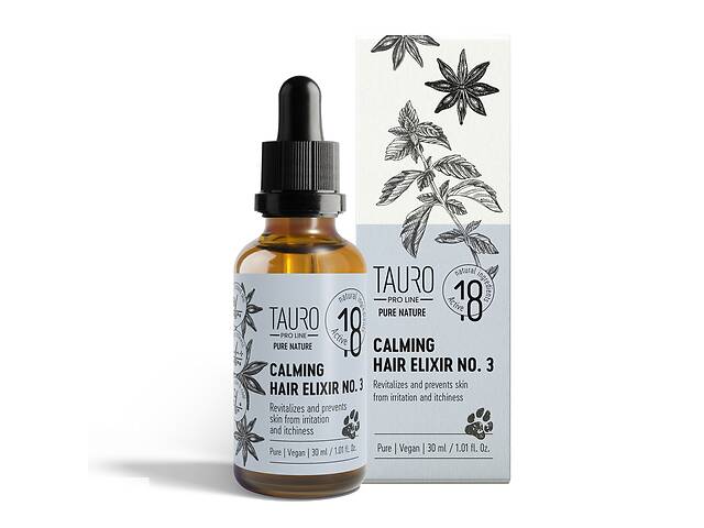 Успокаивающий эликсир для кожи и шерсти собак и кошек Tauro Pro Line Pure Nature Calming Hair Elixir 3 30 мл