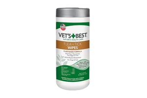 Vet`s Best Flea Tick Wipes (Ветс Бест Флеа Тик Вайпс) влажные салфетки от блох, клещей и насекомых для собак