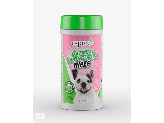 Влажные салфетки для собак с питьевой содой и протеинами овса Espree Oatmeal Baking Soda Wipes 50 шт