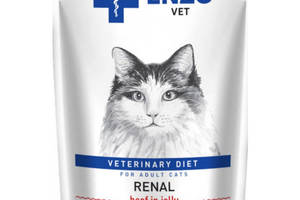 Влажный корм для кошек Enzo Vet Диета при заболевании почек с говядиной в желе пауч 100г 24шт/уп