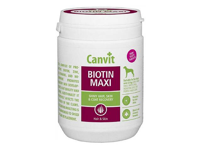 Витамины Canvit Biotin Maxi for dogs для здоровья кожи и шерсти у крупных собак 500 гр