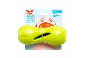 West Paw Qwizl Treat Toy (Вест Пав Квизл) игрушка для собак косточка с отверстием для лакомств Большой - 17 см., Зеленый