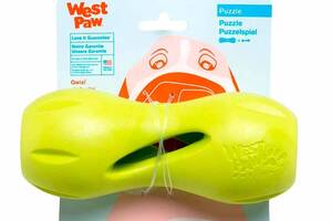 West Paw Qwizl Treat Toy (Вест Пав Квизл) игрушка для собак косточка с отверстием для лакомств Большой - 17 см., Зеленый