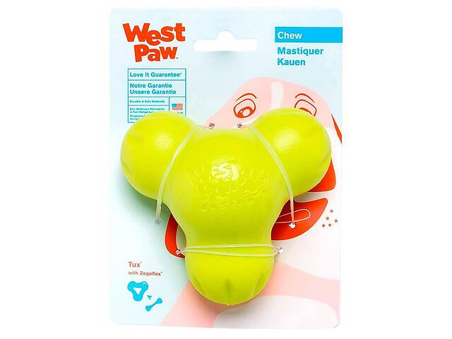 West Paw Tux Treat Toy (Вест Пав Тукс) игрушка для собак с отверстием для лакомств Большой - 13 см., Зелёный