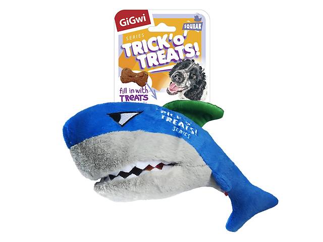Игрушка для собак GiGwi Акула для лакомств с пищалкой Basic 30 см Синий (75049)