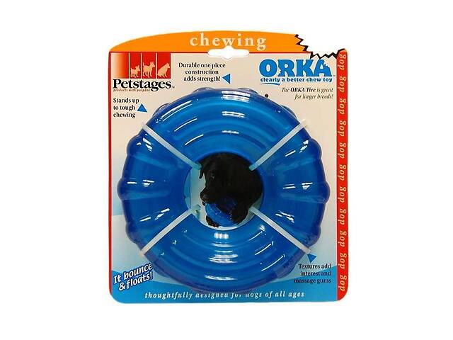 Игрушка для собак колесо с отверстиями для лакомств Petstages Orka Tire (Петстеджес Орка) Синий