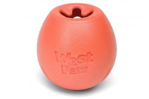 Игрушка для собак мяч с тайником для лакомств West Paw Rumbl Large Eggplant (Вест Пав Рамбл) Большой - 10 см., Оранжевый