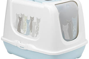 Закрытый туалет для котов c угольным фильтром и совком Moderna Trendy Cat Maasai 50х39х37 см Голубой (5412087017768)