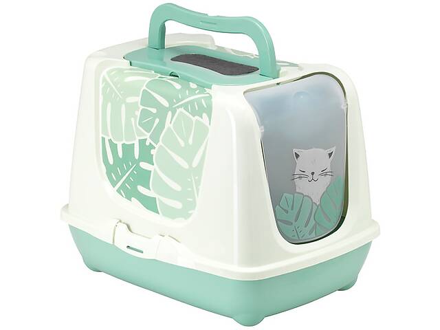 Закрытый туалет для котов c угольным фильтром и совком Moderna Trendy Cat Eden 49,97х39,08х38,91 см Зеленый (54120870...