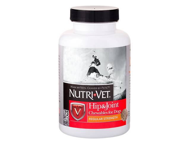 Жевательные таблетки Nutri-Vet Hip&Joint Regular хондроитин и глюкозамин для собак с МСМ 75 таб (669125012710)
