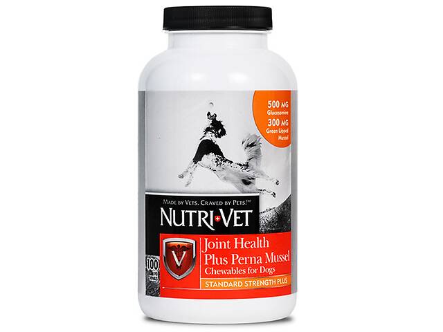 Жевательные таблетки Nutri-Vet Joint Health Plus Perna Mussel с глюкозамином МСМ для собак 100 таблеток (669125666678)