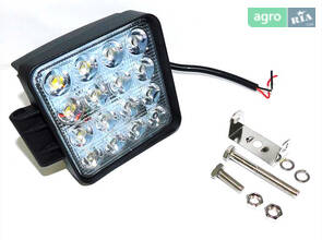 Фара LED прямокутна 48W, 16 ламп, 110*164мм, широкий промінь 12/24В (пр-во Юбана) 453701052