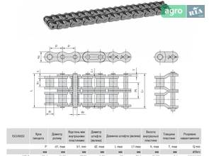 Ланцюг приводний роликовий 2ПР-25,4-11400, ISO 16B-2 Donghua (5м)
