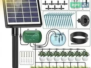 Крапельний полив на сонячній панелі. С таймером капельного полива