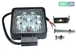 Фара LED квадратная 27W, 9 ламп, 110*164мм, узкий луч 12/24В (производство Юбана) 453701039