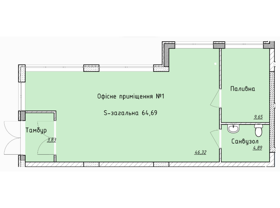 Планировка помещения в ЖК Globus Elite 63.2 м², фото 100746 Планировка помещения в ЖК Globus Elite 63.2 м², фото 100746