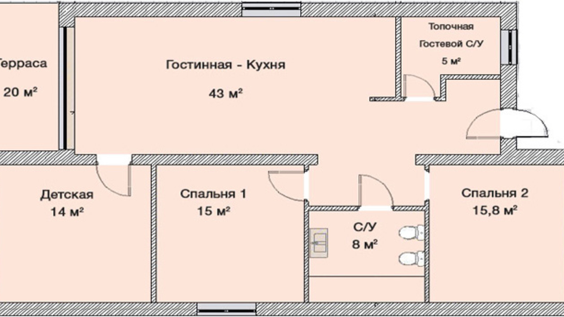 Планировка коттеджа в КГ Графский 125 м², фото 101893