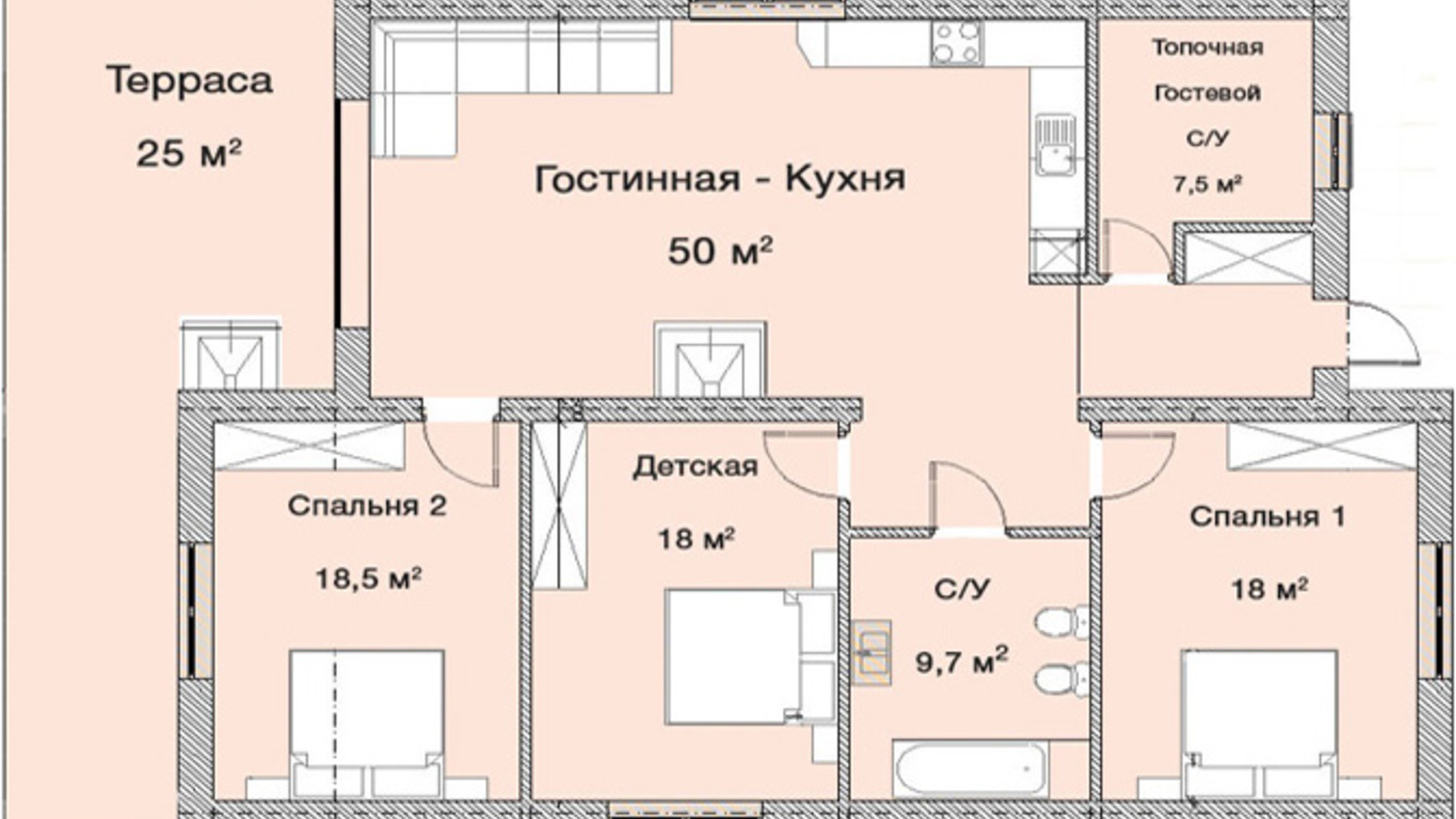 Планировка коттеджа в КГ Графский 145 м², фото 101894