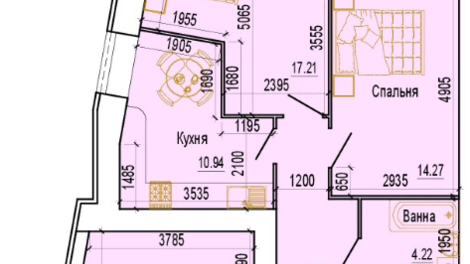 Планировка 3-комнатной квартиры в ЖК Everest 82.28 м², фото 103891